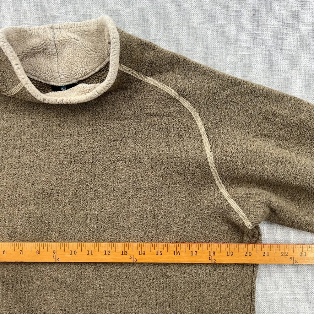 KUHL Alfpaca Fleece Pullover Mens Large Brown Mock Neck Sherpa Lined Gorpcore